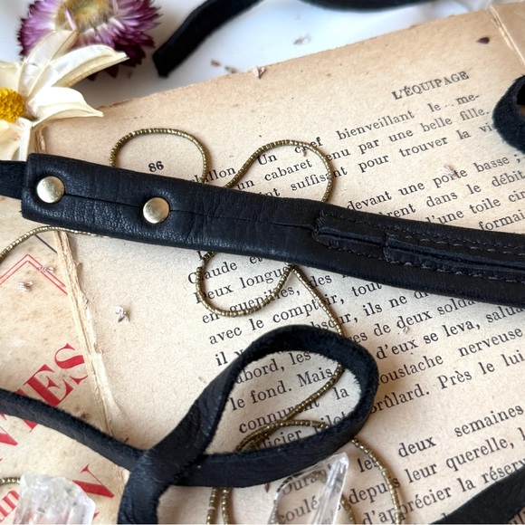 Artisan Southwestern Seed Beaded Genuine Leather Lariat Wrap - Picture 10 of 12